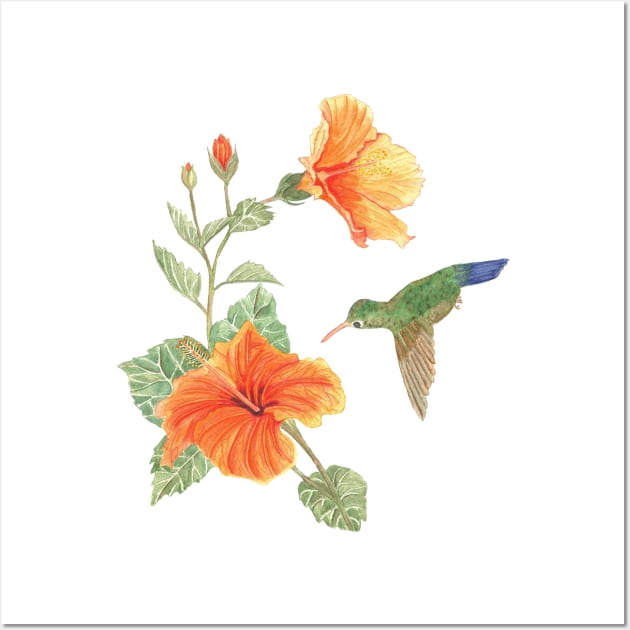 Green Hummingbird and San Joaquin Flower Wall Art by LatiendadeAryam